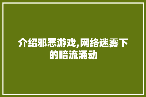 介绍邪恶游戏,网络迷雾下的暗流涌动
