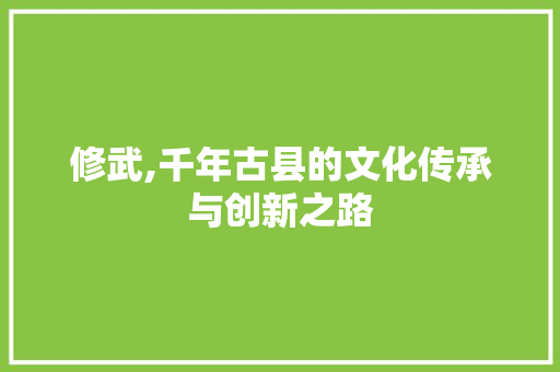 修武,千年古县的文化传承与创新之路 修武,千年古县的文化传承与创新之路 必应SEO