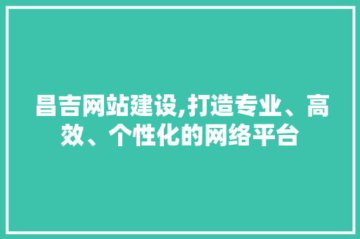 昌吉网站建设,打造专业、高效、个性化的网络平台
