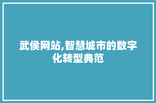 武侯网站,智慧城市的数字化转型典范 武侯网站,智慧城市的数字化转型典范 SEO关键词