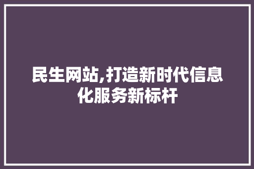 民生网站,打造新时代信息化服务新标杆 民生网站,打造新时代信息化服务新标杆 百度SEO