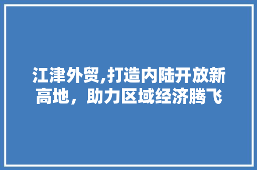 江津外贸,打造内陆开放新高地，助力区域经济腾飞 江津外贸,打造内陆开放新高地，助力区域经济腾飞 网站建设公司