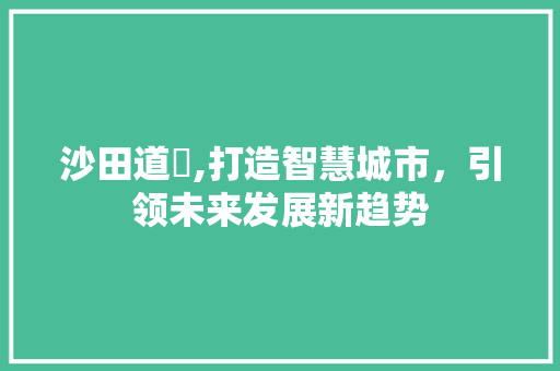 沙田道滘,打造智慧城市，引领未来发展新趋势 沙田道滘,打造智慧城市，引领未来发展新趋势 SEO关键词