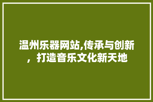 温州乐器网站,传承与创新，打造音乐文化新天地 温州乐器网站,传承与创新，打造音乐文化新天地 网站建设公司