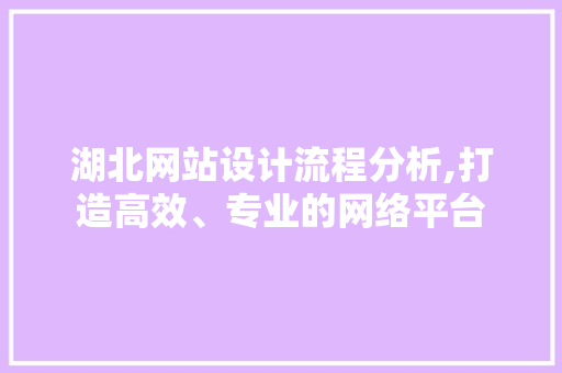 湖北网站设计流程分析,打造高效、专业的网络平台 湖北网站设计流程分析,打造高效、专业的网络平台 必应SEO
