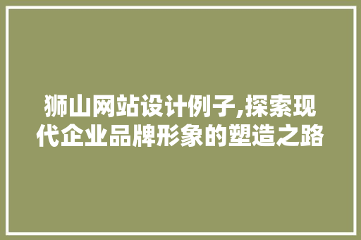 狮山网站设计例子,探索现代企业品牌形象的塑造之路 狮山网站设计例子,探索现代企业品牌形象的塑造之路 搜狗SEO