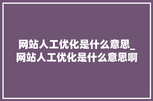 网站人工优化是什么意思_网站人工优化是什么意思啊。 网站人工优化是什么意思_网站人工优化是什么意思啊。 百度SEO