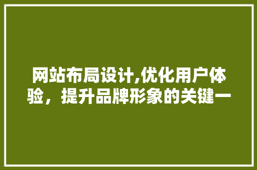 网站布局设计,优化用户体验，提升品牌形象的关键一环 网站布局设计,优化用户体验，提升品牌形象的关键一环 SEO关键词