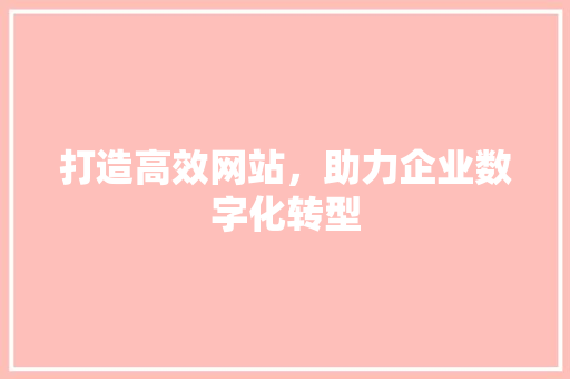 打造高效网站，助力企业数字化转型 打造高效网站，助力企业数字化转型 百度SEO