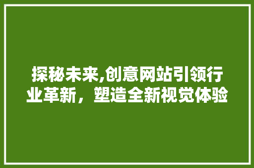 探秘未来,创意网站引领行业革新，塑造全新视觉体验 探秘未来,创意网站引领行业革新，塑造全新视觉体验 SEO关键词