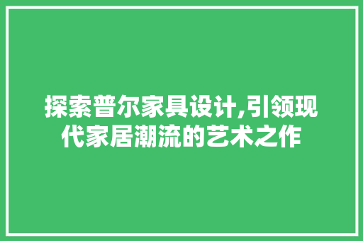 探索普尔家具设计,引领现代家居潮流的艺术之作 探索普尔家具设计,引领现代家居潮流的艺术之作 神马SEO