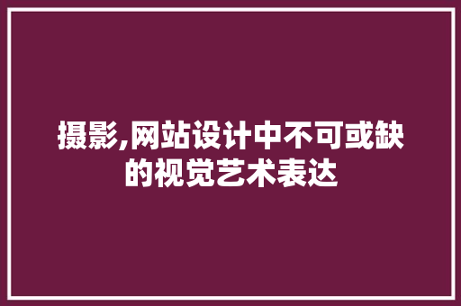 摄影,网站设计中不可或缺的视觉艺术表达 摄影,网站设计中不可或缺的视觉艺术表达 搜狗SEO