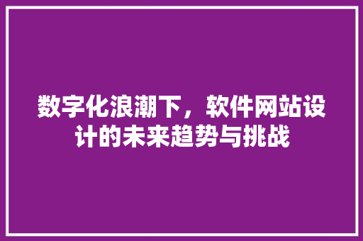 数字化浪潮下,软件网站设计的未来趋势与挑战 SEO关键词 数字化浪潮下,软件网站设计的未来趋势与挑战 数字化浪潮下,软件网站设计的未来趋势与挑战 SEO关键词
